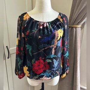 alice + olivia Alta Dark Floral Print Top Size XS